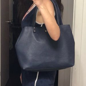 SOLD -blue tote bag with detachable small bag